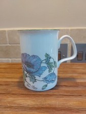 ROY KIRKHAM Botanical Flowers Blue Poppy Fine Bone China Mug Made in England 