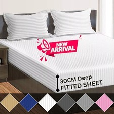 100% Egyptian Cotton Extra Deep Fitted Sheet 300 Tc 30 Cm Bed Sheets Double Size