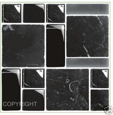 30pcs  BLACK MOSAIC marble TILE STICKERS TRANSFERS bathroom kitchen peel stick 