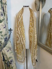 Versace Pure Silk Rolled Edge Rectangle Gold Skull Scarf