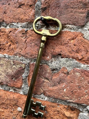 Vintage brass large key - brass,