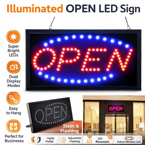 Flashing led neon open sign - flashing,