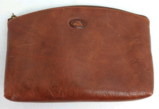 THE BRIDGE Brown Leather Small Washbag Toiletries Pouch Mini Wash Bag
