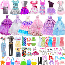 56Pcs Doll Clothes Outfit Barbie Doll Accessories Mini Dress Party Dress1.5 inch