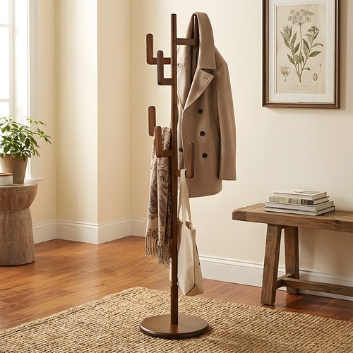 Wooden hat coat - coat, stand