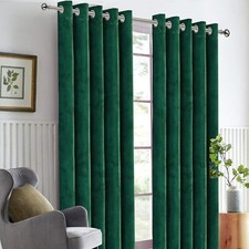 Heavy Thick Plush Velvet Curtains PAIR Eyelet Ring Top Fully Lined Ready Made