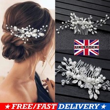 Flower Wedding Bridal Hair Accessories Comb Clips Piece Crystal Diamante Pearl