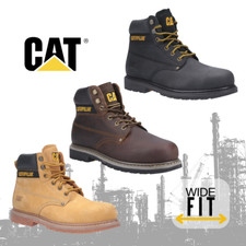 Mens CAT Safety Boots Powerplant Wide Steel Toe Cap Leather Industrial Workwear