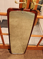 Very Large Vintage Mid Century Teak Scandinavian Style Wall Mirror 36" x 12"