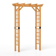 COSTWAY 215 cm Garden Arch Wooden Arbor Outdoor Wood Trellis-Orange