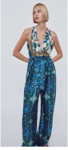 Zara combined printed jumpsuit - zara,