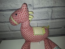 MAMAS & PAPAS 13" red & white fabric Chime Toy HORSE Pony GINGERBREAD collection