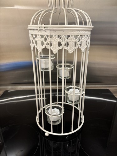 White metal birdcage - white, lantern