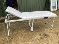 White Faux Leather Vinyl Folding Portable Massage Beauty Treatment Bed Table