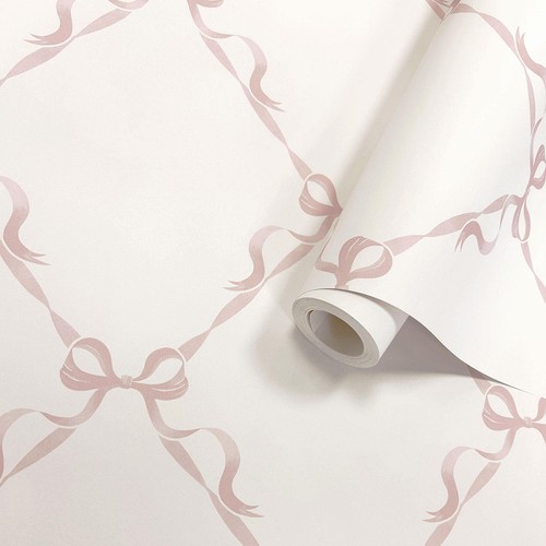 Cream pink ribbon wallpaper - cream,