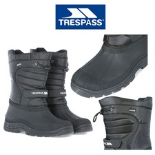 Trespass Mens Womens Pull On Snow Boots Black Winter Water Resistant Boots Dodo