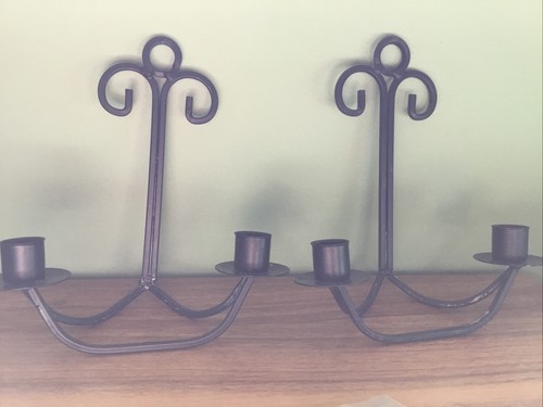 Pair black wrought - wrought, iron