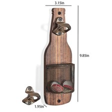 Solid Wood Rustic Bottle Opener Wall Mounted for Home Bar Kitchen Decor