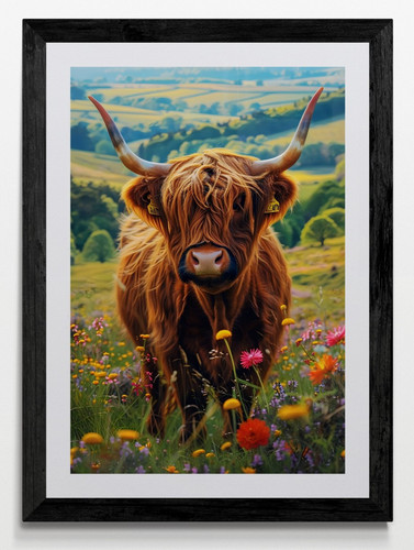 Highland cow framed - cow, canvas