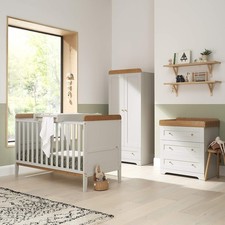 3pcs Nursery Furniture Set Cot Bed Wardrobe Chest Drawers Solid Wood Dover Grey