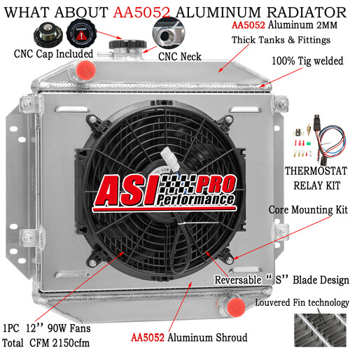 Row radiator shroud fan - shroud, fit
