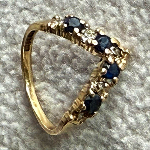 Vintage 9ct yellow gold blue - yellow,