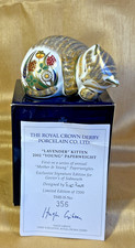 ROYAL CROWN DERBY COTTAGE LAVENDER KITTEN LTD ED FOR GOVIERS GOLD BUTTON BOX