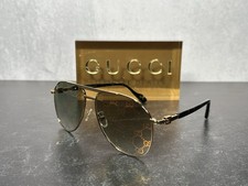 GUCCI AVIATOR SUNGLASSES GG1220S GOLD 004 GREEN GG LOGO LENS 1220S! SHIPS TODAY