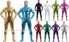 Men Women Jumpsuits Bodysuit Unisex Shiny Metallic Suit Catsuit Costumes F992