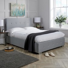 Grey fabric ottoman - fabric, storage
