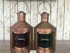Port & Starboard Lanterns, Nautical Oil Lamps, Antique Brass Finish, Ship Lights