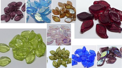 Czech glass leaf - (mm),