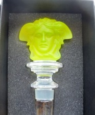 Rosenthal Versace Wine Bottle Stopper New Yellow Uranium Glass Medusa Boxed