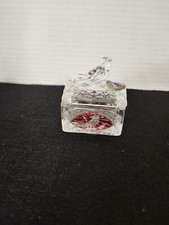 Vintage Hofbauer Red BYRDES Bird Lidded Crystal Trinket Box Jewelry Box Germany