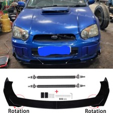 For Subaru Impreza WRX STI Gloss Front Bumper Lip Splitter Spoiler + Strut Rods