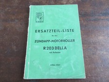 Zündapp R 203 R203 Bella scooter 1957 OEM spare parts list spare parts catalog