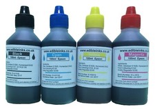 Edible Premium Ink for Epson Printers, 400ml B/C/M/Y