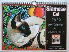 Siamese cat 2026 calendar art