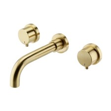 Basin Mixer Tap Zara Wall Mounted Bathroom Faucet Brushed Brass ENKI BT0905