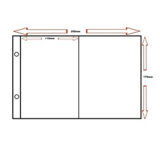 50 PLASTIC (POLYPROTEC) SLEEVES FOR GLEN 2-RING POSTCARD ALBUM - 2 POCKET