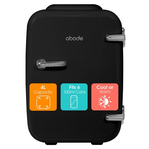 Abode black mini fridge - abode, 4l