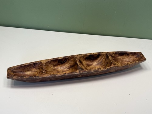 Hand carved wooden canoe - carved,