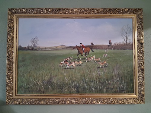 Framed fox hunting scene - fox,