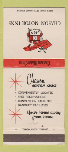 Matchbook cover chason motor - matchbook,