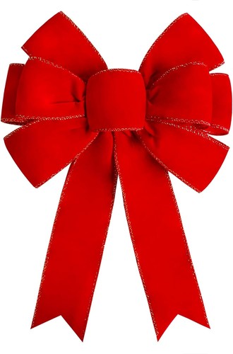 Red christmas bows large - red,