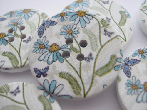 Wild flower buttons 30mm 1 - wild, (1