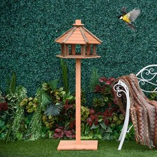 Wooden Bird Feeder Wooden Bird Table Bird Feeder with Roof, Brown, 130cm
