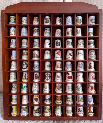Wooden thimble display case - wooden,