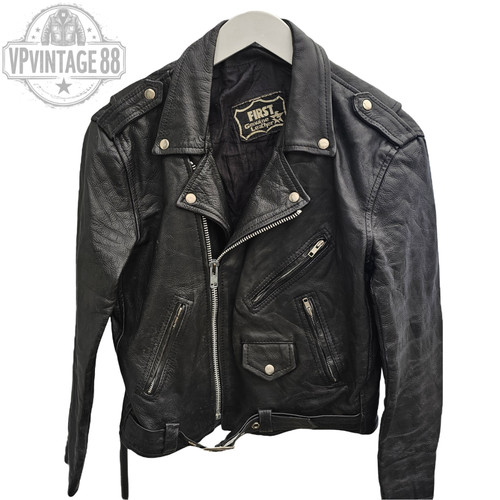 Vintage leather black - black, biker