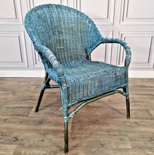 Vintage wicker armchair blue - armchair,